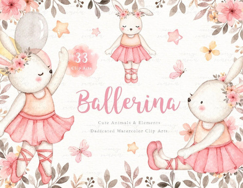 Kit Imagenes Png Cliparts Coneja Bailariana Acuarela Es37 0