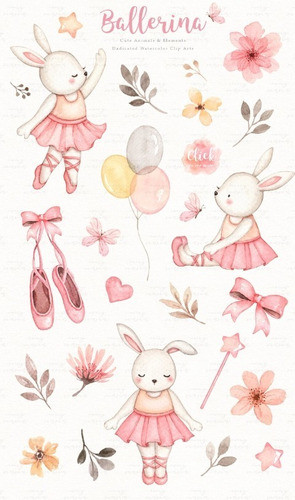 Kit Imagenes Png Cliparts Coneja Bailariana Acuarela Es37 1