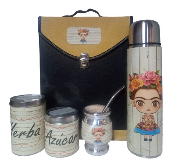 Set Kit Equipo Matero Frida Kahlo Completo Cartera 2 Manijas 0