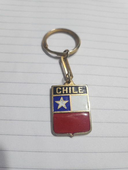Llavero Antiguo Esmaltado Chile Bandera 0