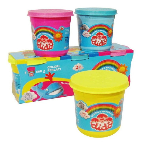 Kit Masa Para Moldear Dido 3 Potes 220gr Colores Perlados 0