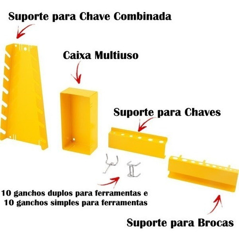 Painel Ferramentas Suporte Ganchos 97cm X 64cm Vonder 25pç 1