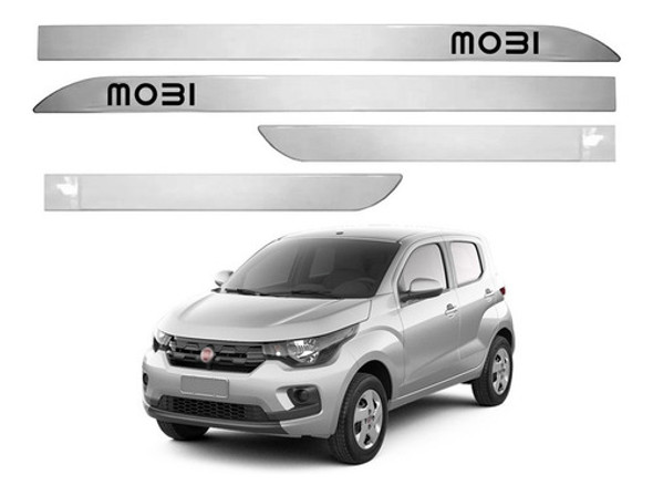 Jogo De Friso Lateral Facão Fiat Mobi Prata Bari 2020 2021 0