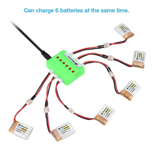 6pcs 3.7v 150mah Lipo Batería + Cargador 6 En 1 Para Jjrc H3 1