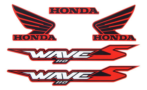Calcos Juego Honda Wave 110s Tipo Original ( Moto Roja) 0