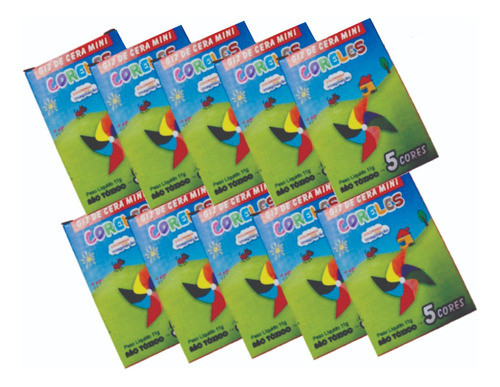 Kit Com 50 Caixinhas De Mini Giz De Cera 5 Cores 0