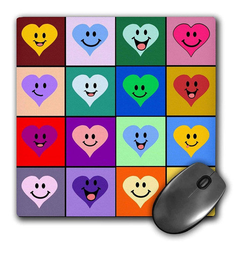 3drose Llc 8 x 8 x 0.25 inches Mouse Pad, Happy Squares D 0