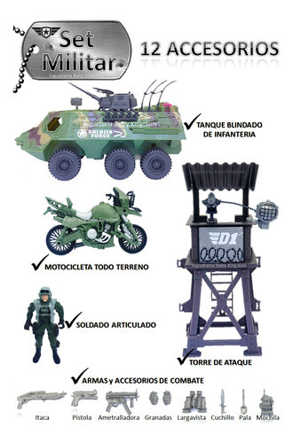 Soldado De Juguete Grande Articulado + Kit Guerra Combate 1