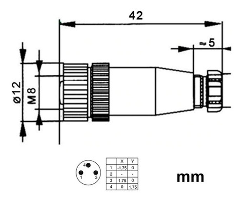 3x Conector M8 3 Pinos Femea Reto + 3x Conector M8 3p Macho 1