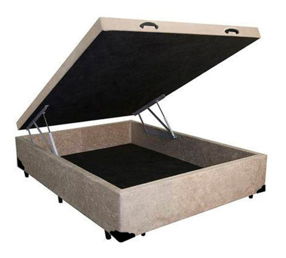 Cama Box Baú Solteirão Suede Bege - 96x203x40 0