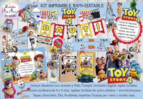 Kit Imprimible Candy Bar Toy Story 4 Nubes 100% Editable 0