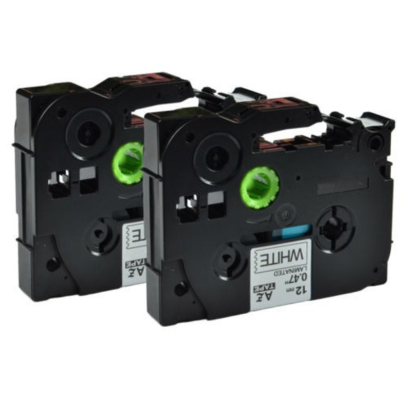2 Pk Negro Sobre Blanco Tz Tze 231 231 Etiqueta Cinta Compat 0