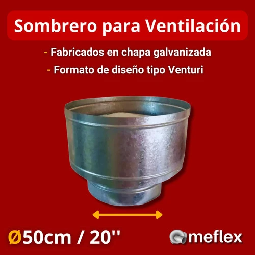 Sombrero Tipo Venturi 50cm 20' Ventilación Chapa Galvanizada 1