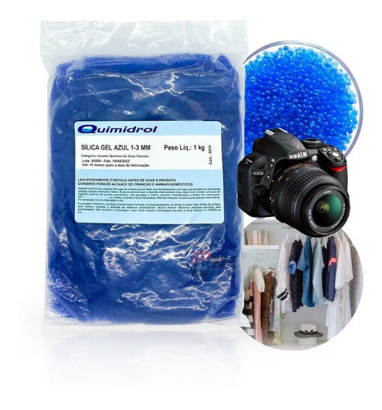 Kit C/6 Sílica Gel Azul Desumidificante E Desidratante 1kg 1