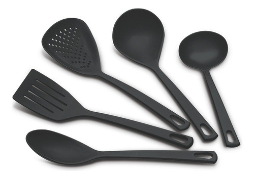 Juego De Utensilios Color Negro Tramontina Modelo Utilita 5 0