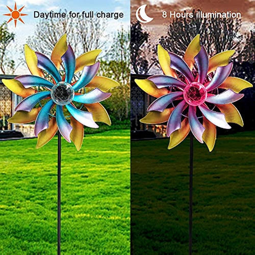 Maggift Hilandero De Viento Solar De 57 Pulgadas Con Estaca 1