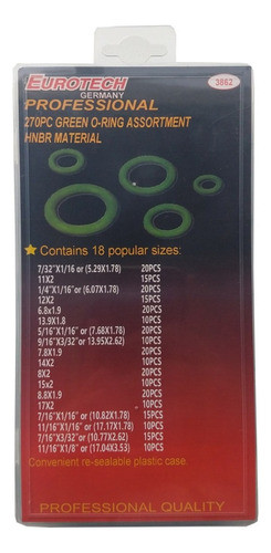 Juego Orings Aire Acondicionado Anillos 270pzas Eurotech 1
