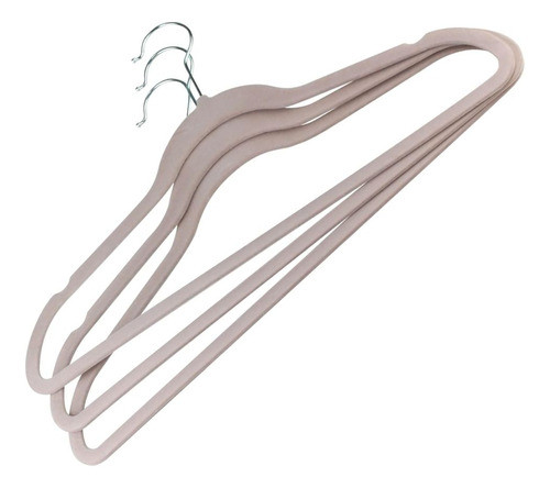 Conjunto 5 Cabides Plástico Aveludado Bege Lyor 0