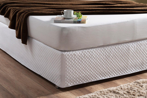 Capa Protetora Para Cama Box Casal Padrão Saia Box Branca 0