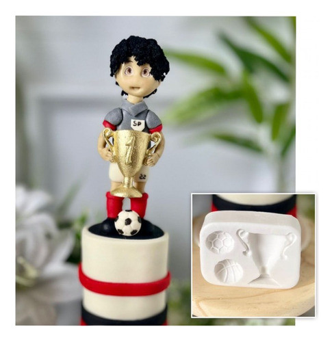 Molde De Silicone Taça / Trofeu E Bolas De Futebol 0