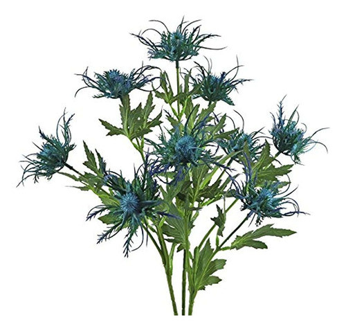 Flores De Cardo Artificiales Flores De Eryngium Azul 3 Tallo 0