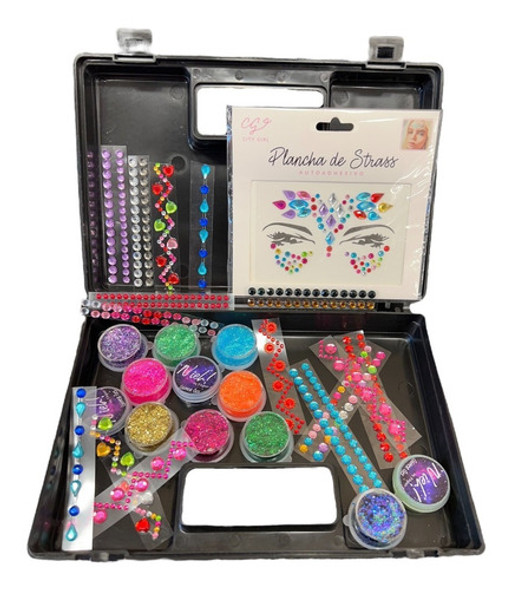 Party Box Bar Kit Valija Glitter Gel + Strass Autoadhesivo 0