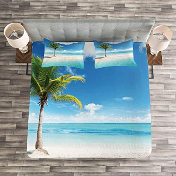 Ambesonne Ocean Bedspread, Idyllic Scenery Seashore Picture 1