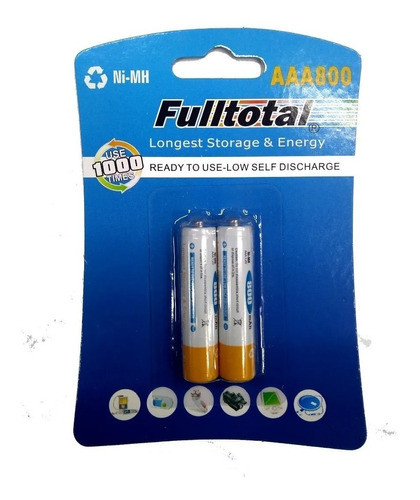 Pila Aaa Recargable 800 Mah Fulltotal Blister X2 0