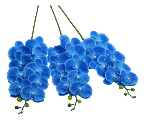 Juego 3 Tallos De Orquideas Artificiales - Azul 0