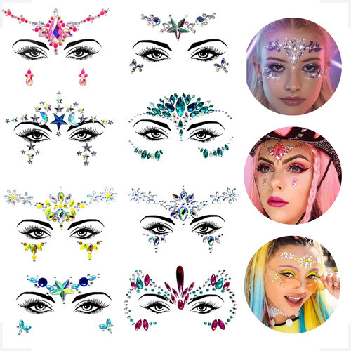 Kit 2 Strass Adesivo Brilho Pedras Maquiagem Carnaval Festa 0