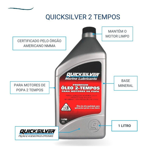 Óleo Motores De Popa 2t Quicksilver Tcw3 1 Litro Kit C/3 1