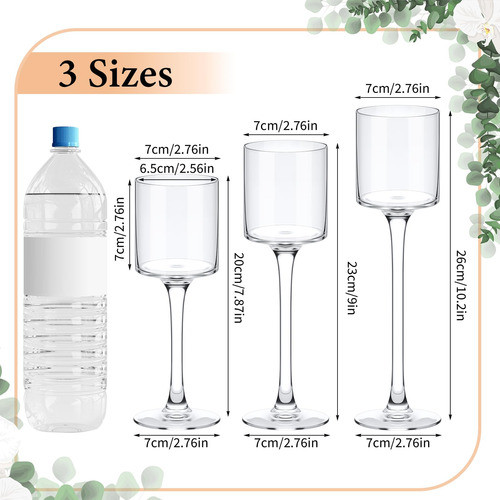 3 Portavelas De Vidrio Alto Transparente 3 Tamaños 1