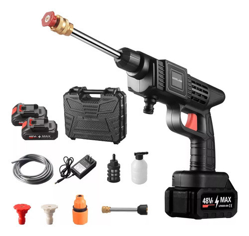 Hidrolavadora Eléctrica Portátil De Alta Presión Yn01 Color Negro Para Lavado De Autos Con Pistola, Batería De Litio Y Cargador Rápido 0