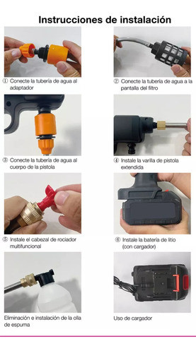 Hidrolavadora Eléctrica Portátil De Alta Presión Yn01 Color Negro Para Lavado De Autos Con Pistola, Batería De Litio Y Cargador Rápido 1