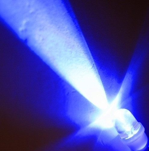 2 Lámparas Led Alto Brillo T10 W5w Convexo Azul 1
