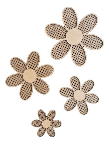 Set Flores De Madera Margarita Rattan 0