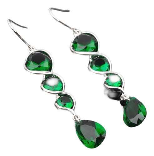 Piedra Preciosa Esmeralda Verde Noble Plata Moda Joyería Stu 0