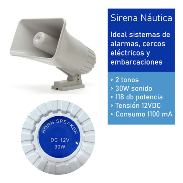 Sirena Nautica 2 Tonos Muy Potente 30w Alarmas Cercos 1