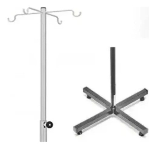 Porta Suero Rodante Extensible Con 4 Ganchos Regulables 0