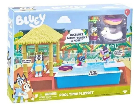 Bluey Set Pileta Natación C/ Figura Y Accesorios Original 0