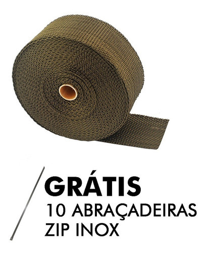 Fita Térmica Termotape Titanium Escapamento 15 Metros + Zip 1