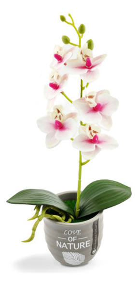 Orquídea Artificial Blanco Rosa Tamaño Ramo Maceta Cerámica 0 Orquídea Artificial Blanco Rosa Tamaño Ramo Maceta Cerámica 0
