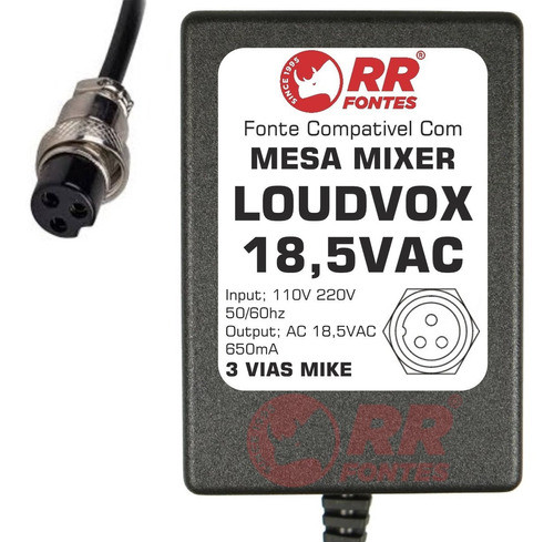 Fonte Carregador Mesa Som Mixer Loudvox Ml802/1202fx 3 Pinos 0