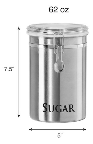 Bote De Azúcar De Acero Inoxidable Oggi 62oz - Tapa De Abraz 1