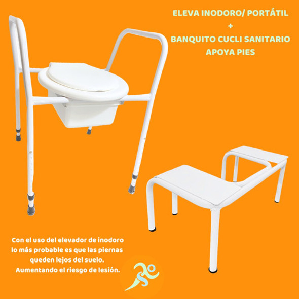 Silla Eleva Inodoro Regulable + Banquito Apoya Pies Cucli 1