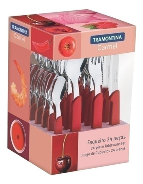 Juego De Cubiertos Rojo Carmel 24 Pzas Tramontina 0