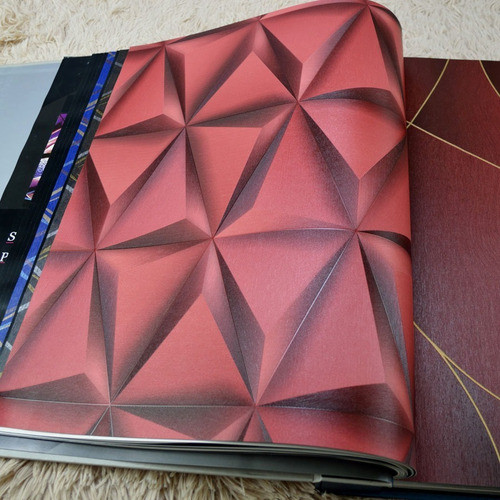 Papel De Parede Vinílico Rolo Alto Padrão Vermelho Bordo 10m 0