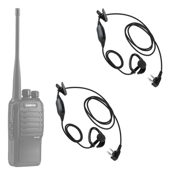 Kit 2x Fone Ouvido Intelbras Radiocomunicador Rpa6000 Rc3002 1