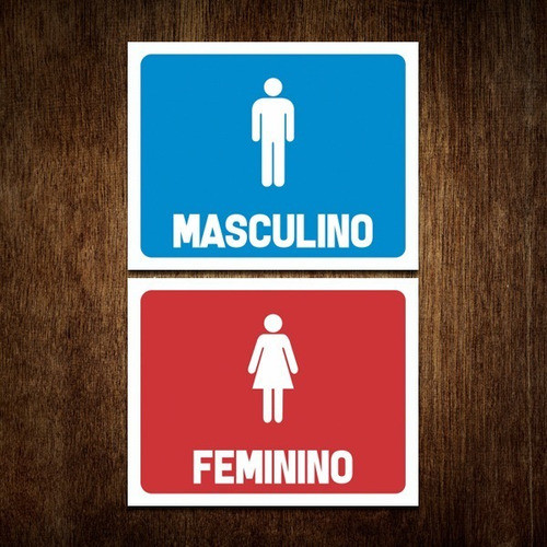 Kit 2 Placas De Banheiro - Masculino E Feminino 0