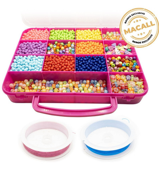 Kit Missanga 2060pçs Infantil Biju Pulseira Colar Colorido 1